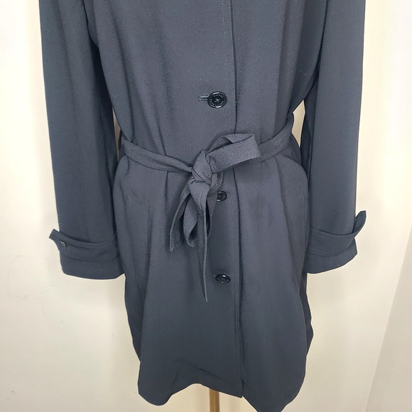 Lauren Ralph Lauren Drape Lapel Crepe Belted Coat Black Women's Size 8 - Picture 3 of 9